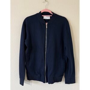 SELECTED HOMME Mens Navy Full Zip Bomber Sweatshirt Jacket Responsibly Crafted L